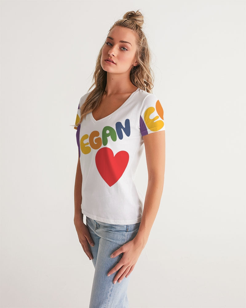 Vegan Heart Ladies V-Neck Tee