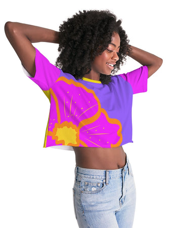 Cali Flower Ladies Lounge Cropped Tee