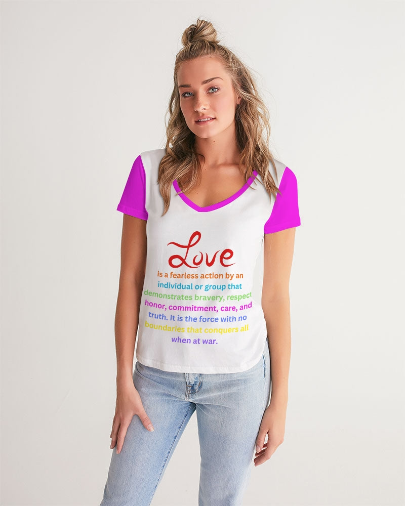 LOVE IS Ladies V-Neck Tee - 0