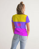 Cali Flower Ladies V-Neck Tee-2