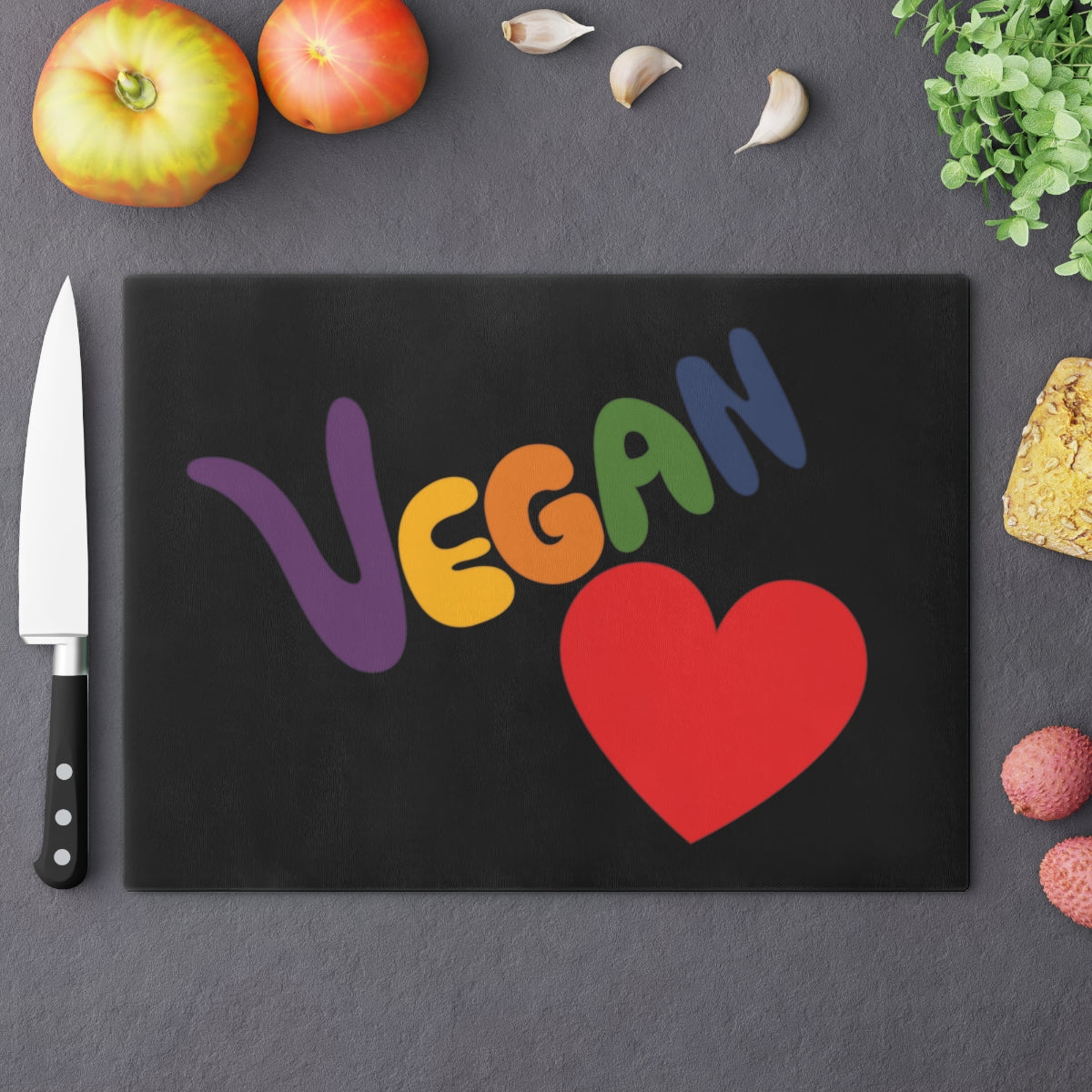 Vegan Heart Black Cutting Board - 0