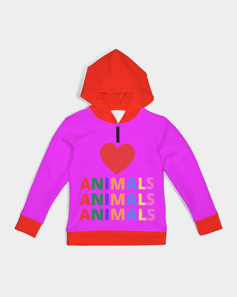 I LOVE ANIMALS Hot Pink Girls Hoodie