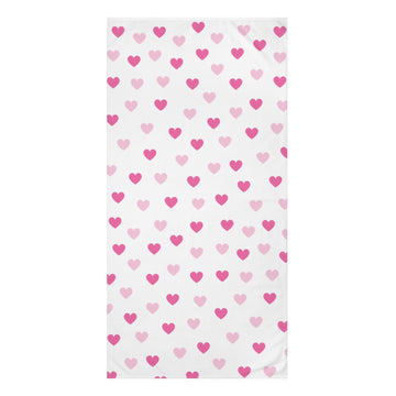 Pink Hearts Large Premium Towel