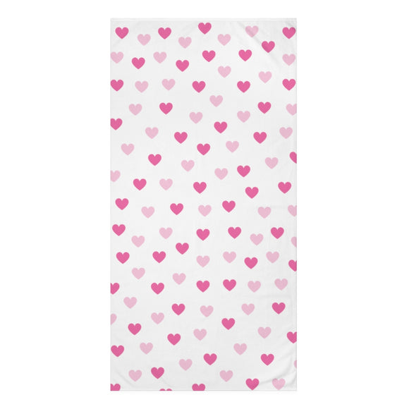 Pink Hearts Large Premium Towel