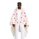 Pink Hearts Hooded Sherpa Fleece Blanket-2