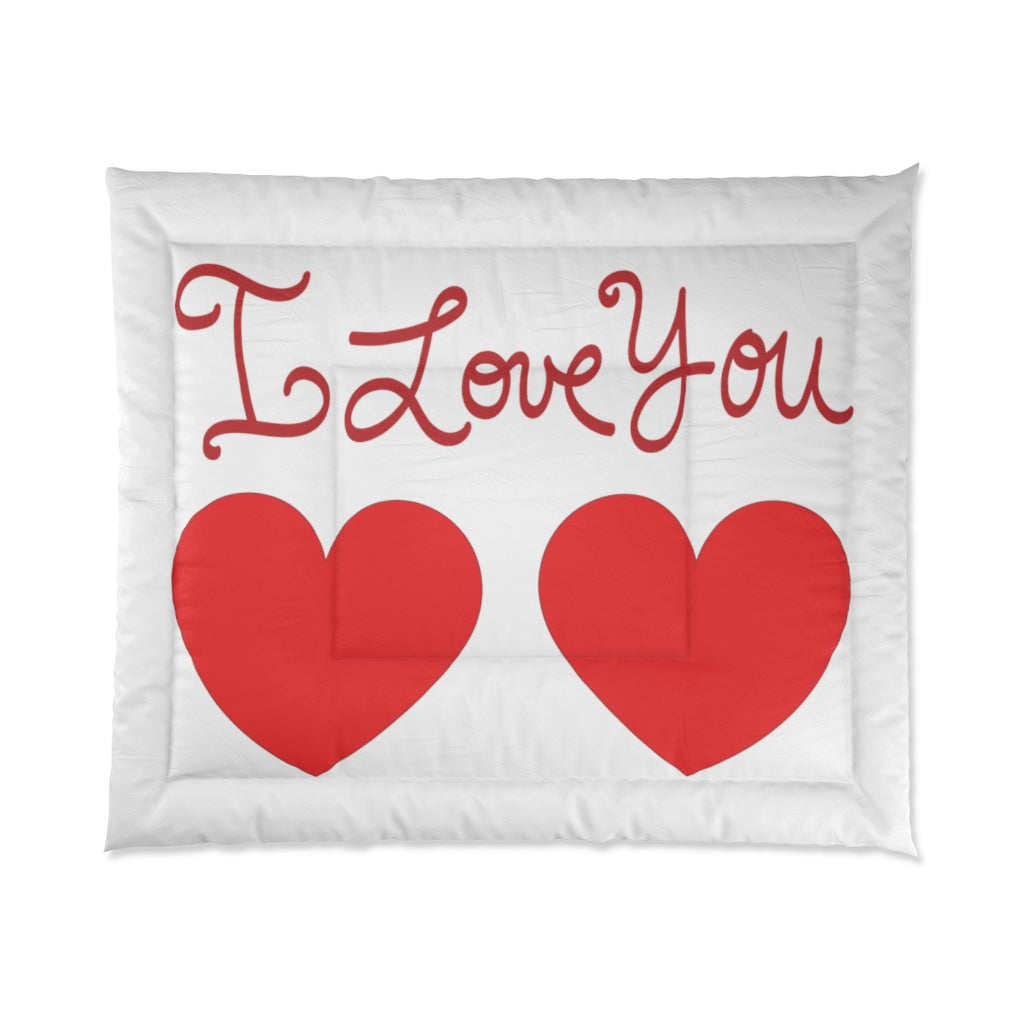 Big Red Heart Lover's Large White Comforter - 0