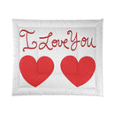Big Red Heart Lover's Large White Comforter-2