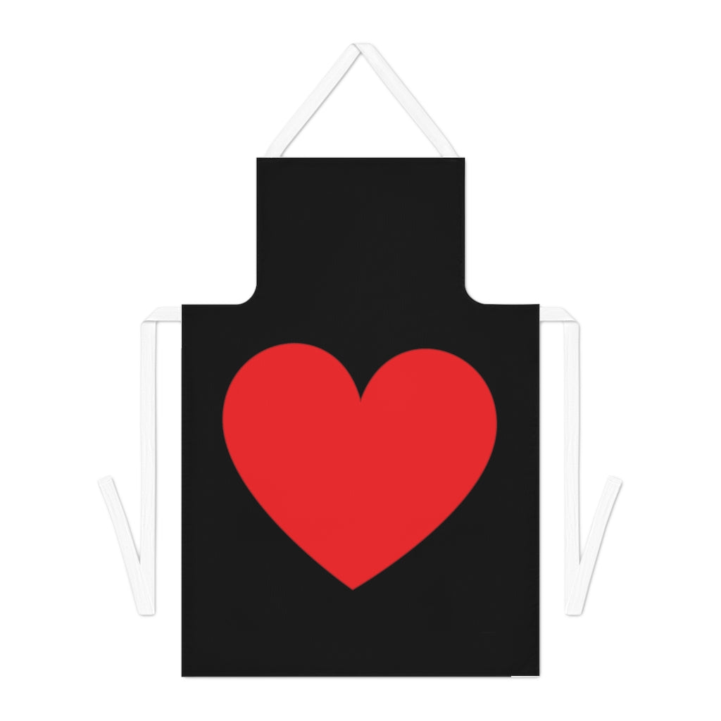 Big Red Heart Black Adult Apron