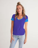 Blue Turqu Ladies V-Neck Tee-1