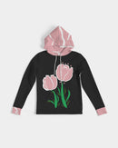 Peach Tulip Ladies Black Hoodie-7