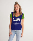 Love Is The Greatest Religion Ladies V-Neck Tee-1
