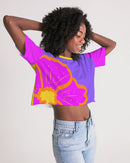 Cali Flower Ladies Lounge Cropped Tee-5
