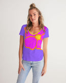 Cali Flower Ladies V-Neck Tee-3