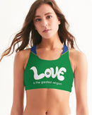 Love Is The Greatest Religion Ladies Seamless Sports Bra (QR CODE ON BACK FOR BRAND SUPPORTERS)-1