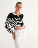 Zebra Print Ladies Cropped Windbreaker-6