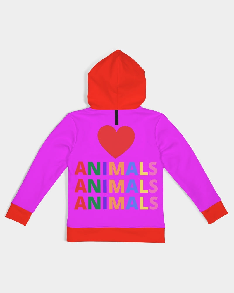 I LOVE ANIMALS Hot Pink Girls Hoodie