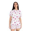 Pink Hearts Ladies Short Pajama Set-5