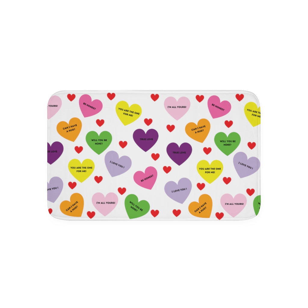 Sweet Tart Hearts Memory Foam Bath Mat