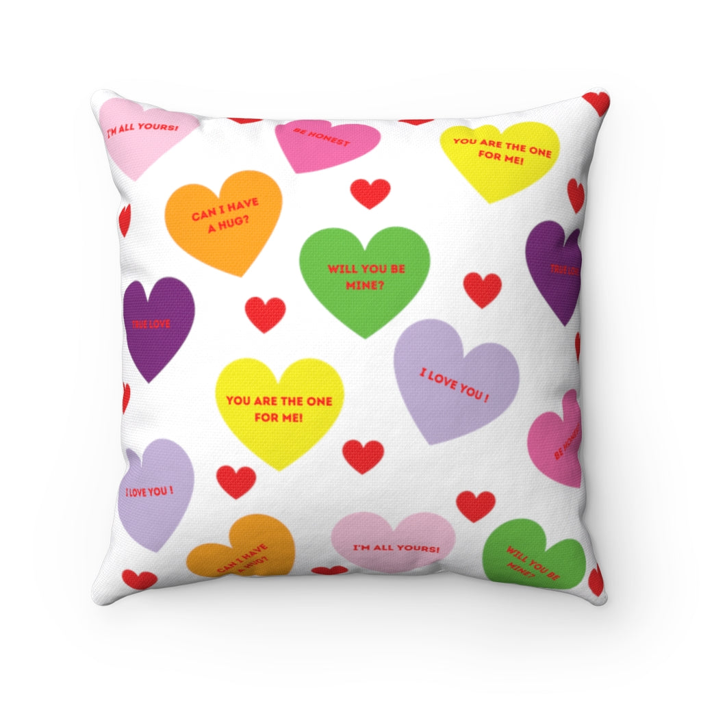 Sweet Tart Hearts Spun Polyester Square Pillow Case