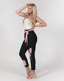 Peach Tulip Ladies Belted Tapered Black Pants-4