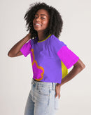 Cali Flower Ladies Lounge Cropped Tee-6