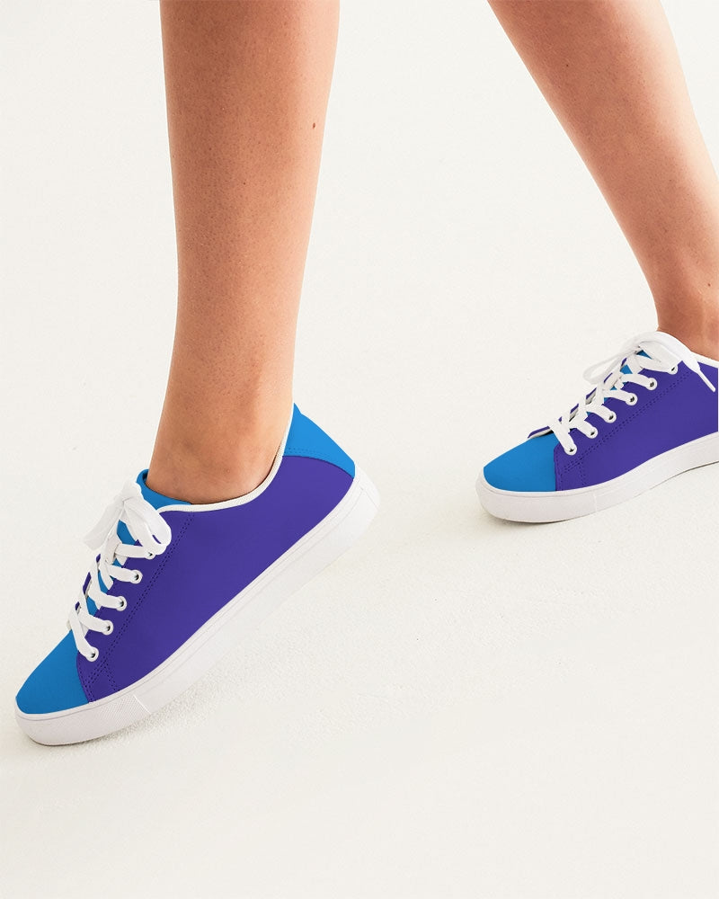 Blue Turqu Ladies Faux-Leather Sneakers