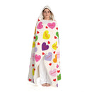 Valentine's Sweet Tart Hearts Hooded Sherpa Fleece Blanket-1