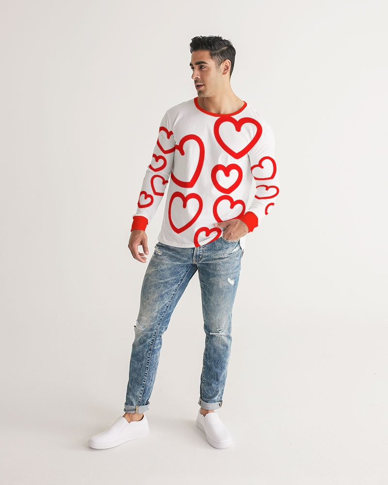 V-DAY Red Hearts Men's Long Sleeve Tee