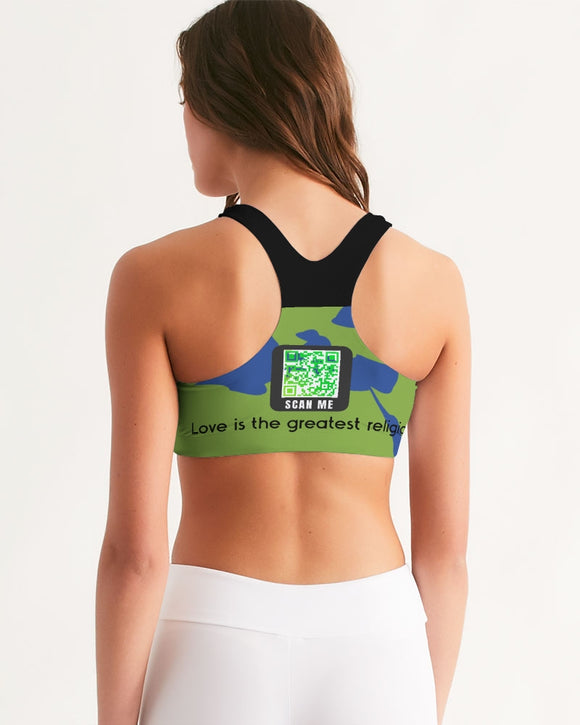 Love Is The Greatest Relgion Seamless Sports Bra (QR CODE ON BACK FOR BRAND SUPPORTERS)