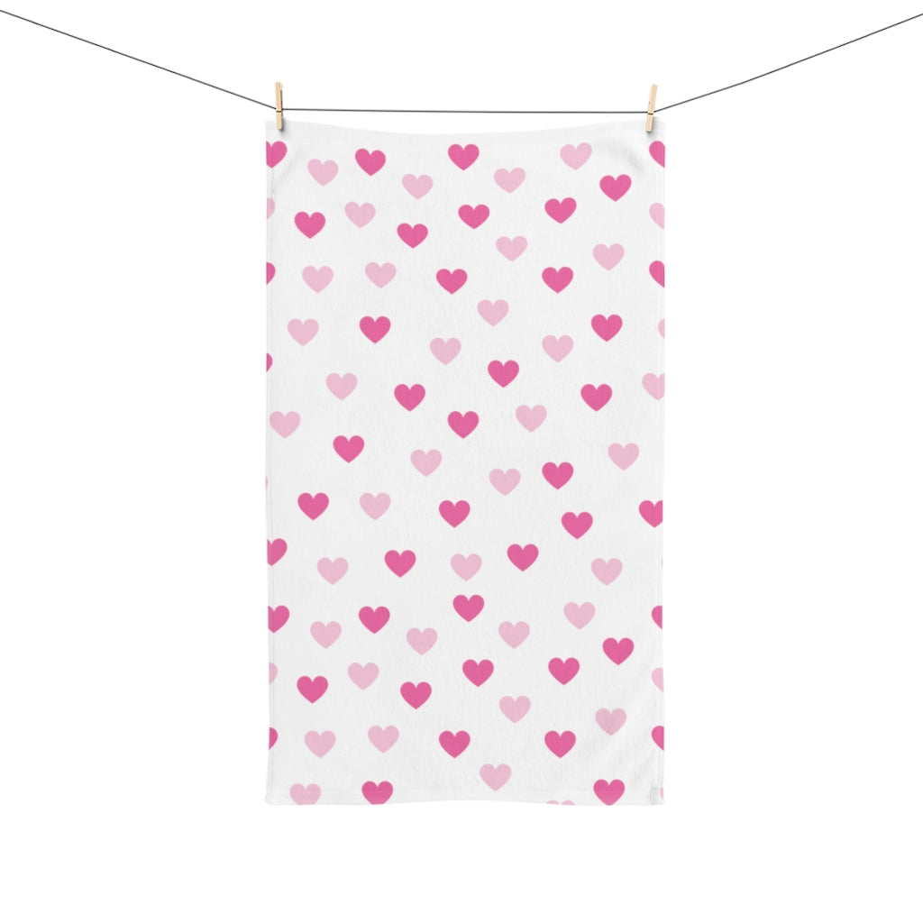 Pink Hearts Hand Towel