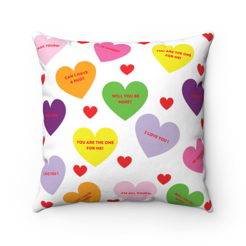 Sweet Tart Hearts Spun Polyester Square Pillow Case