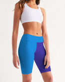 Blue Turqu Ladies Mid-Rise Bike Shorts-3