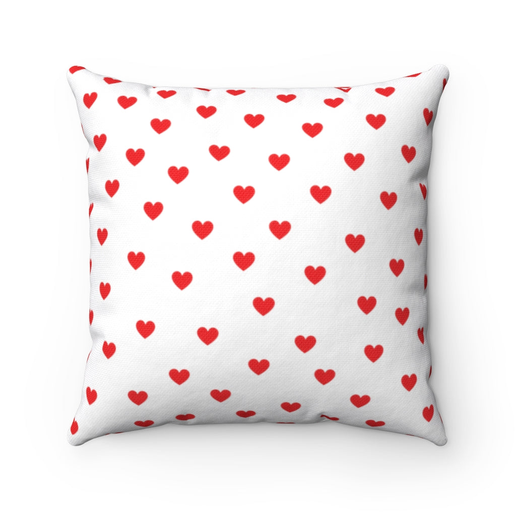 Valentine's Red Hearts Spun Polyester Square Pillow