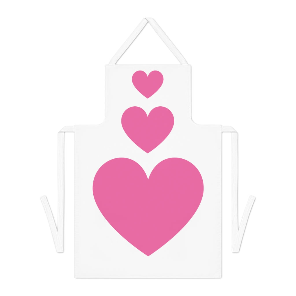 Pink Hearts White Adult Apron - 0