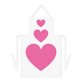 Pink Hearts White Adult Apron - 0