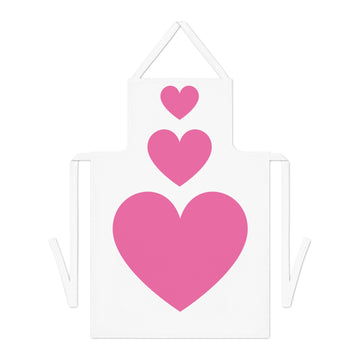 Pink Hearts White Adult Apron - 0