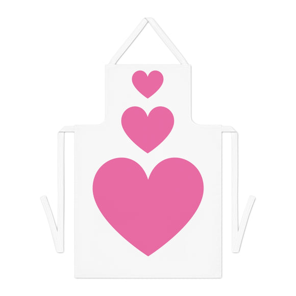Pink Hearts White Adult Apron