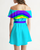 Rainbowbrite Aqua Ladies Aqua Off-Shoulder Dress-3
