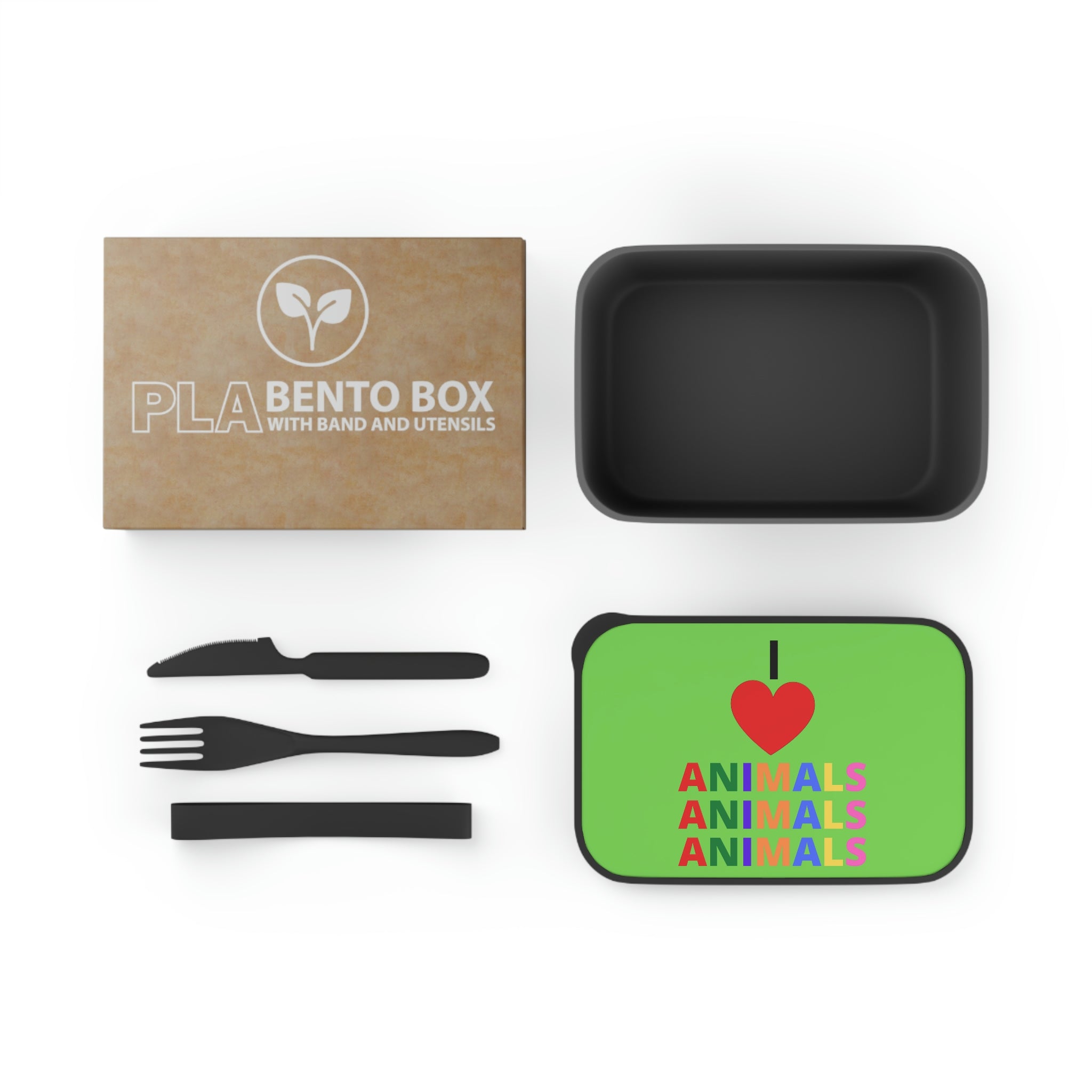 PLA  I LOVE ANIMALS Bento Box+Band+Utensils