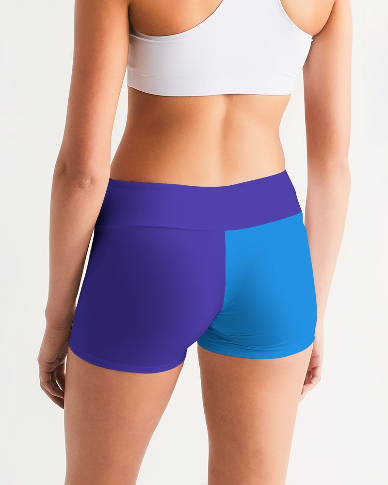 Blue Turqu Ladies Mid-Rise Yoga Shorts