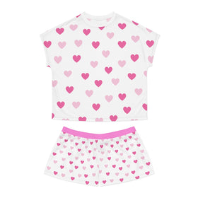 Pink Hearts Ladies Short Pajama Set