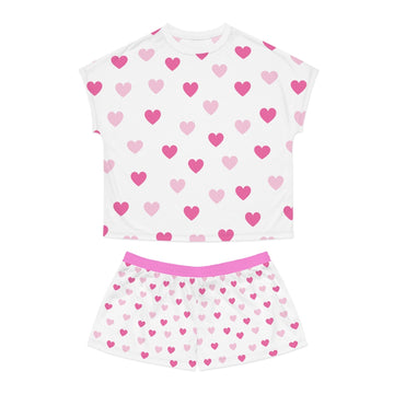 Pink Hearts Ladies Short Pajama Set
