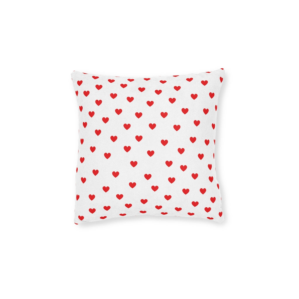 Valentine's Red Hearts 12x12 Square Pillow - White Back