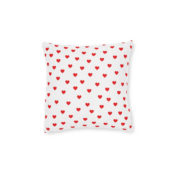 Valentine's Red Hearts 12x12 Square Pillow - White Back