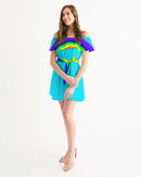 Rainbowbrite Aqua Ladies Aqua Off-Shoulder Dress-4