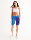 Blue Turqu Ladies Mid-Rise Bike Shorts-2