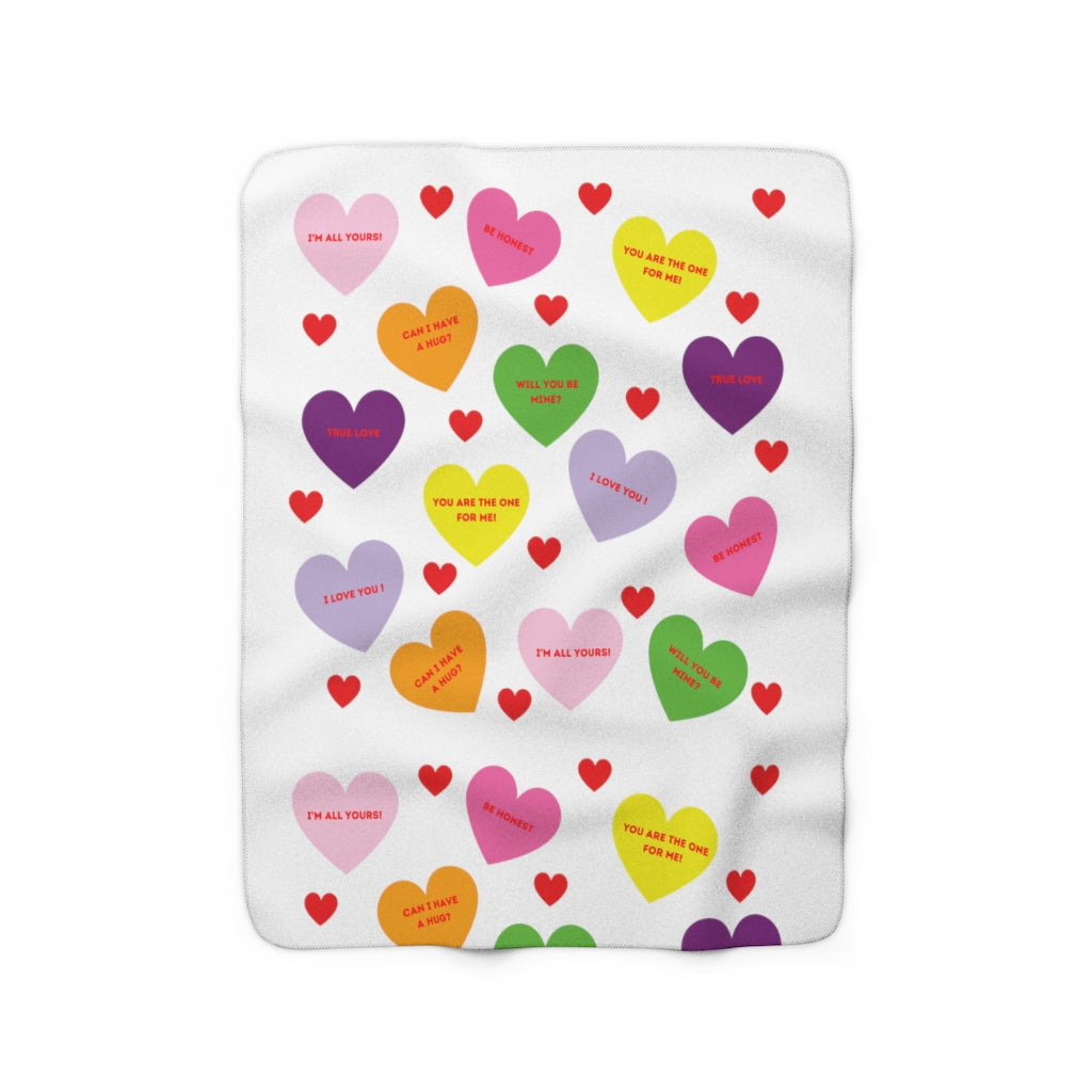 Valentine's Sweet Tart Hearts Sherpa Fleece Blanket