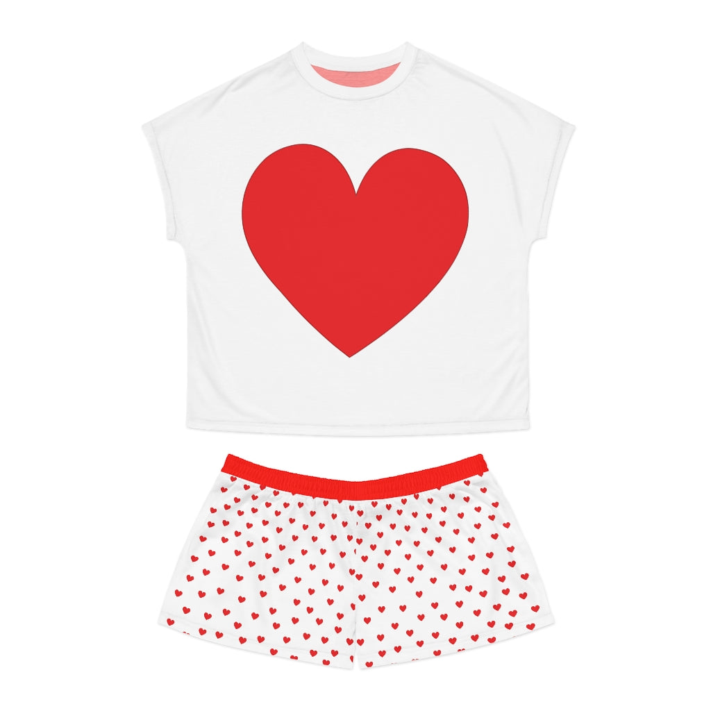 Ladies Big Red Heart Short Pajama Set - 0