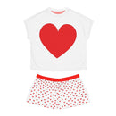 Ladies Big Red Heart Short Pajama Set-2