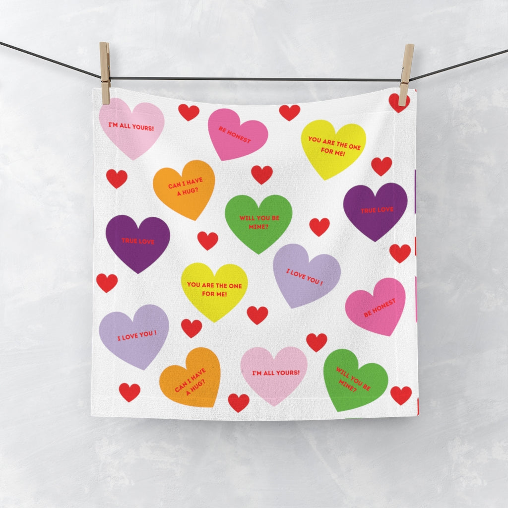 Sweet Tart Hearts Face Towel